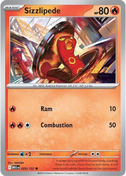 Sizzlipede - 029/132 - ME01: Mega Evolution (MEG) - Normal - Pokemon TCG Card