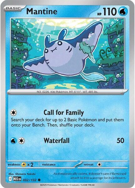 Mantine - 032/132 - ME01: Mega Evolution (MEG) - Reverse Holofoil - Pokemon TCG Card