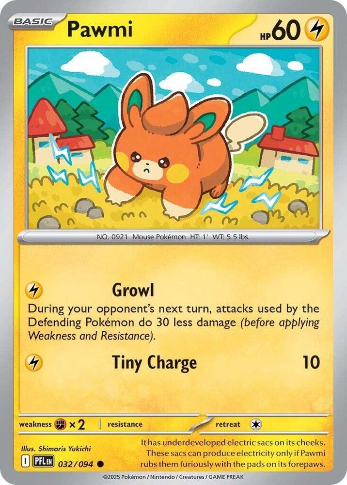 Pawmi - 032/094 - ME02: Phantasmal Flames (PFL) - Reverse Holofoil - Pokemon TCG Card