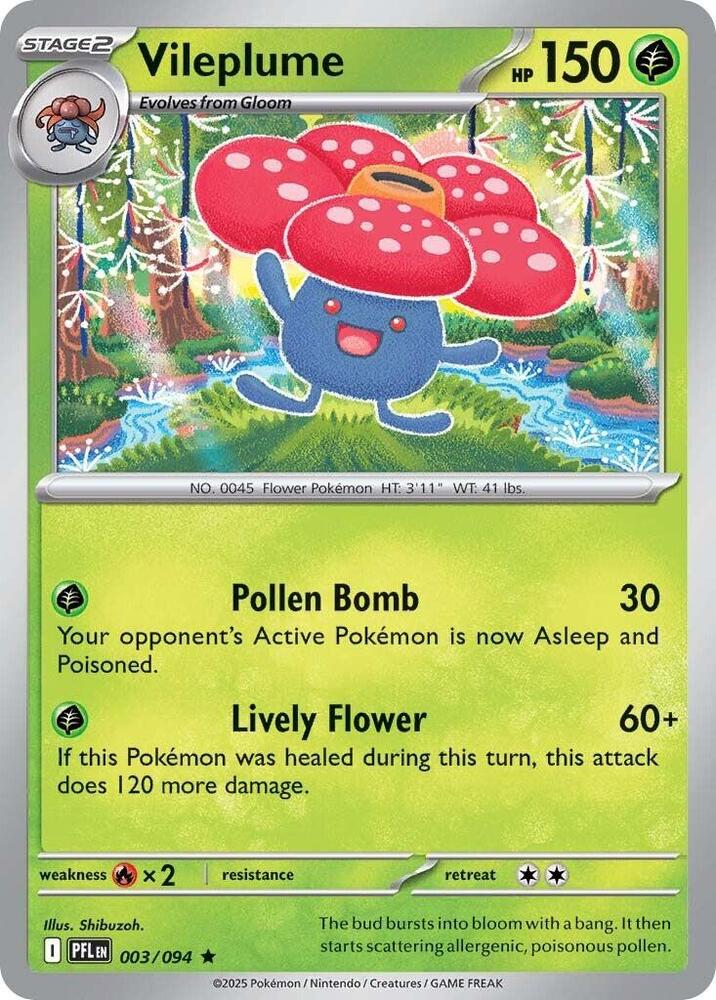 Vileplume - 003/094 - ME02: Phantasmal Flames (PFL) - Holofoil - Pokemon TCG Card