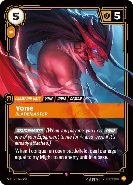 Yone - Blademaster - 116/221 - Spiritforged (SFD) - Foil