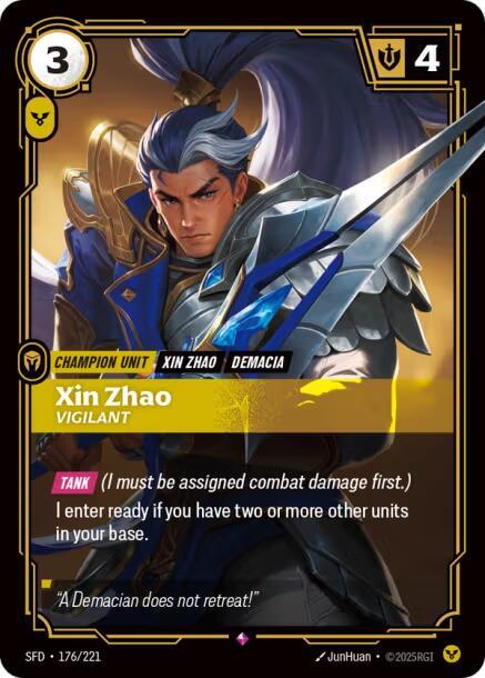 Xin Zhao, Vigilant - 176/221 - Spiritforged (SFD) - Foil - Riftbound TCG Card