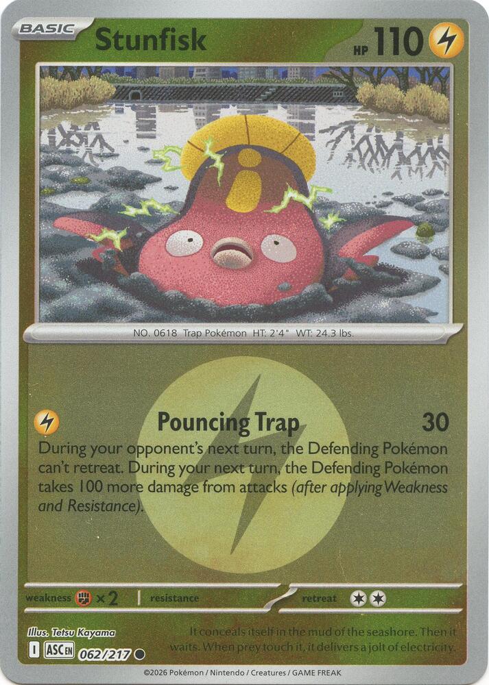 Stunfisk (Energy Symbol Pattern) - 062/217 - ME: Ascended Heroes (ASC) - Reverse Holofoil - Pokemon TCG Card