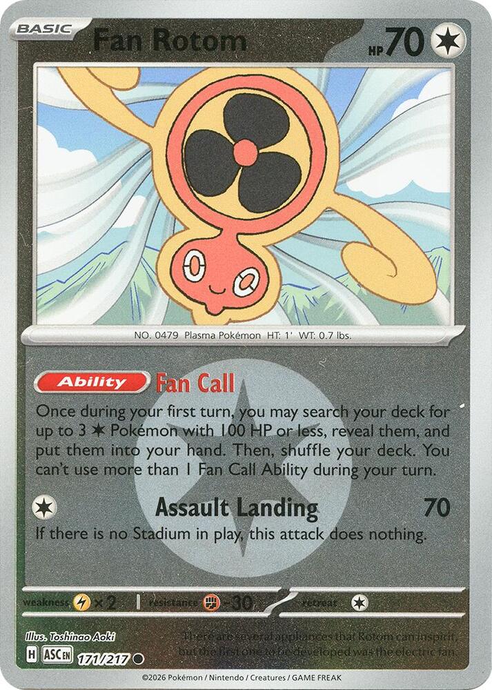 Fan Rotom - 171/217 (Energy Symbol Pattern) - ME: Ascended Heroes (ASC) - Common - Reverse Holofoil - Pokemon TCG Card