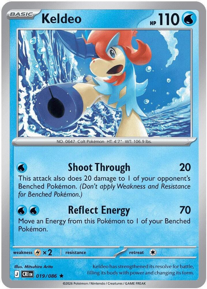 Keldeo - 019/086 - ME04: Chaos Rising (CRI) - Reverse Holofoil - Pokemon TCG Card