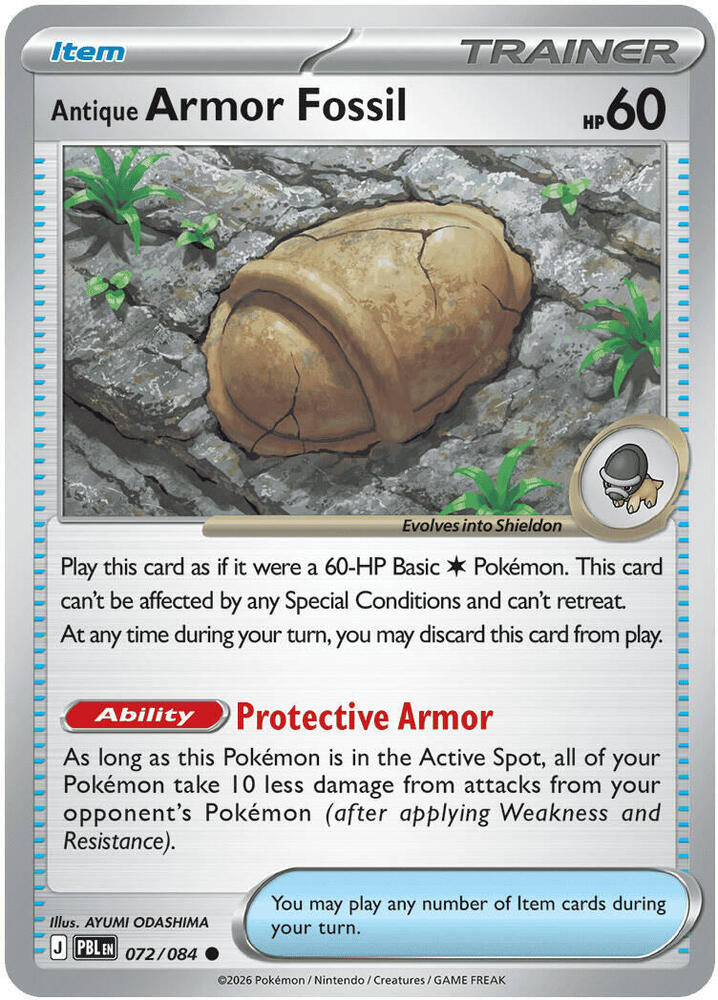 Antique Armor Fossil - 072/084 - ME05: Pitch Black (PBL) - Normal - Pokemon TCG Card