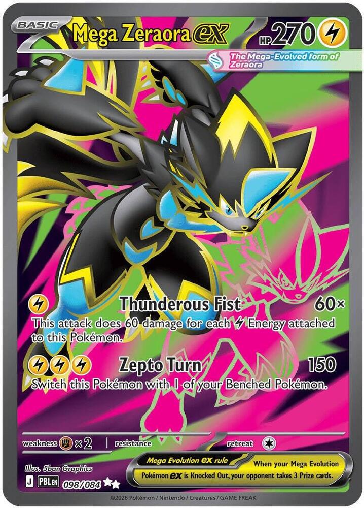 Mega Zeraora ex - 098/084 - ME05: Pitch Black (PBL) - Ultra Rare - Holofoil - Pokemon TCG Card