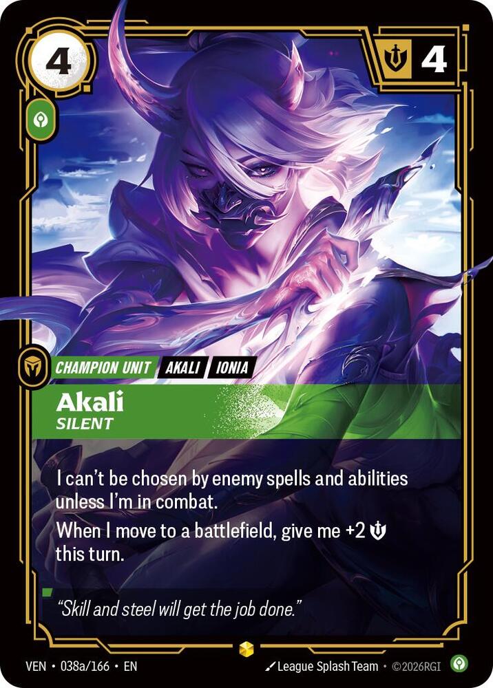 Akali - Silent (Alternate Art) - 038a/166 - Vendetta (VEN) - Foil