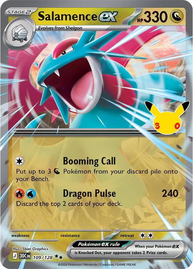 Salamence ex - 109/128 - ME: 30th Celebration (30C) - Double Rare - Holofoil - Pokemon TCG Card