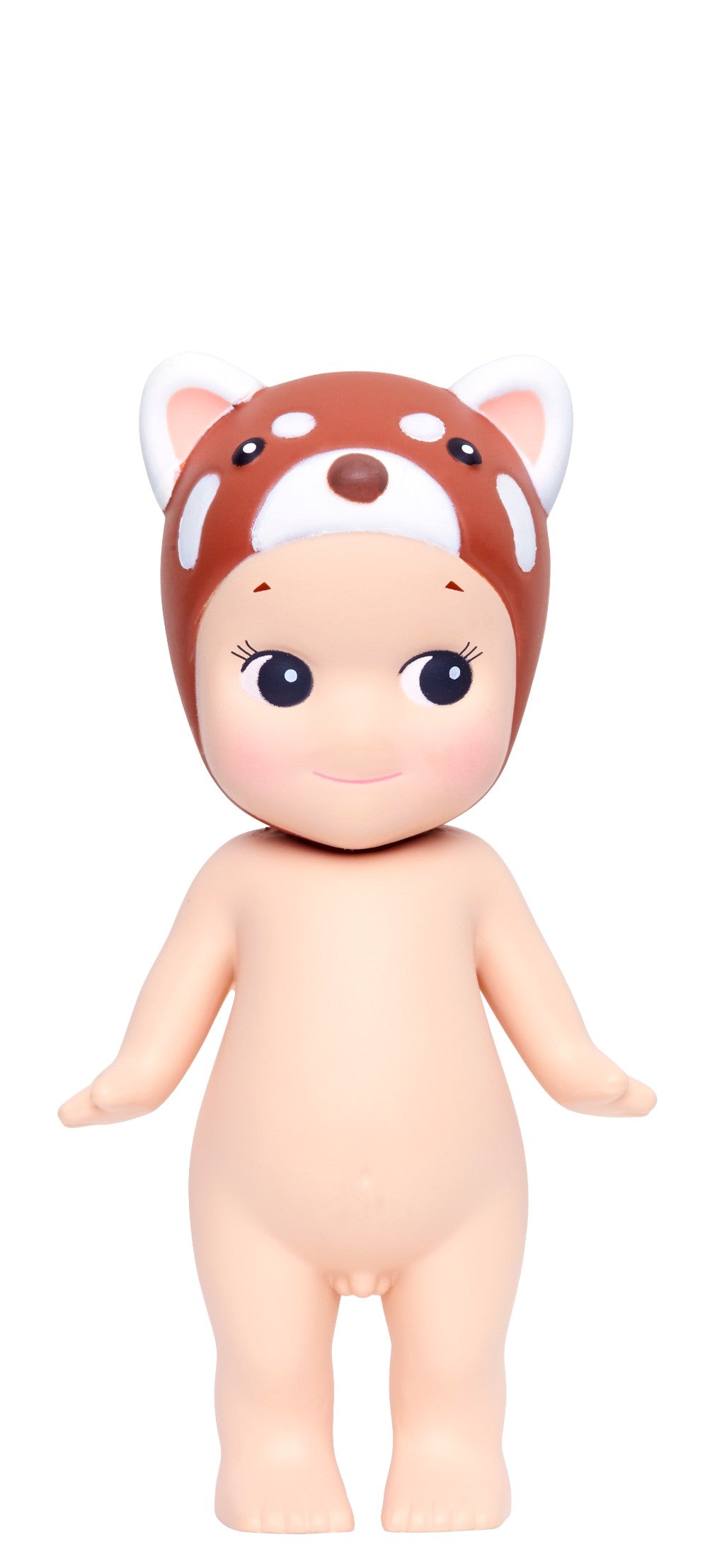 Sonny Angel Naked doll with red panda headband on a white background