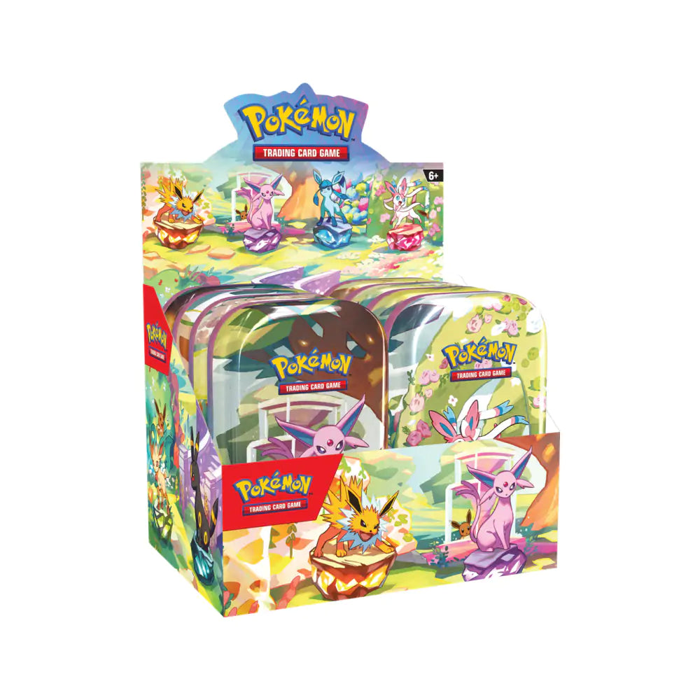 sealed display tin of pokemon prismatic evolutions all eeveelutions