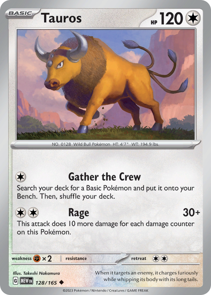 Tauros - 128/165 - Scarlet & Violet 151 (undefined) - Reverse Holofoil