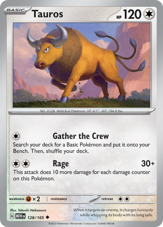 Tauros - 128/165 - Scarlet & Violet 151 (undefined) - Reverse Holofoil