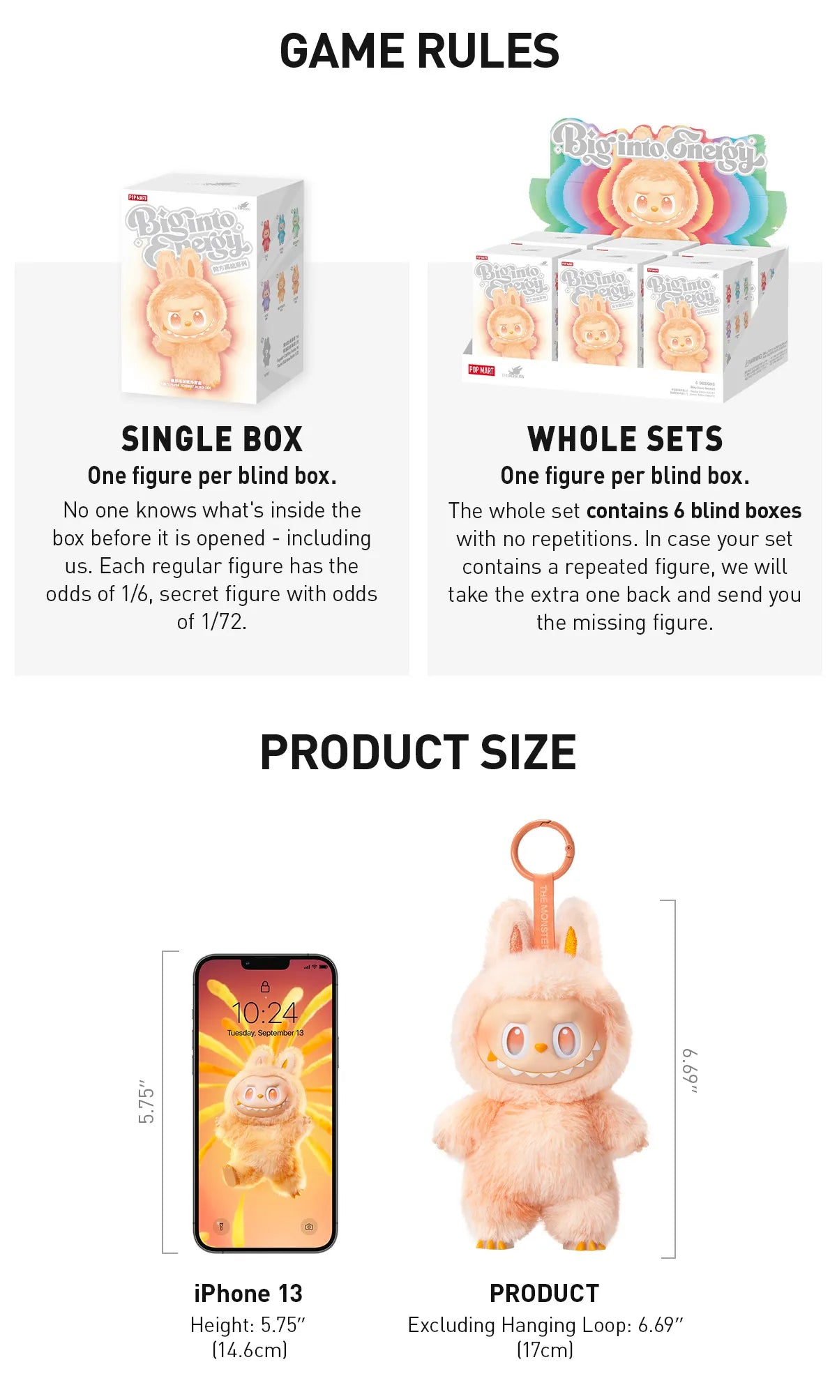 THE MONSTERS Labubu Big into Energy Plush Keychain - Blind Box