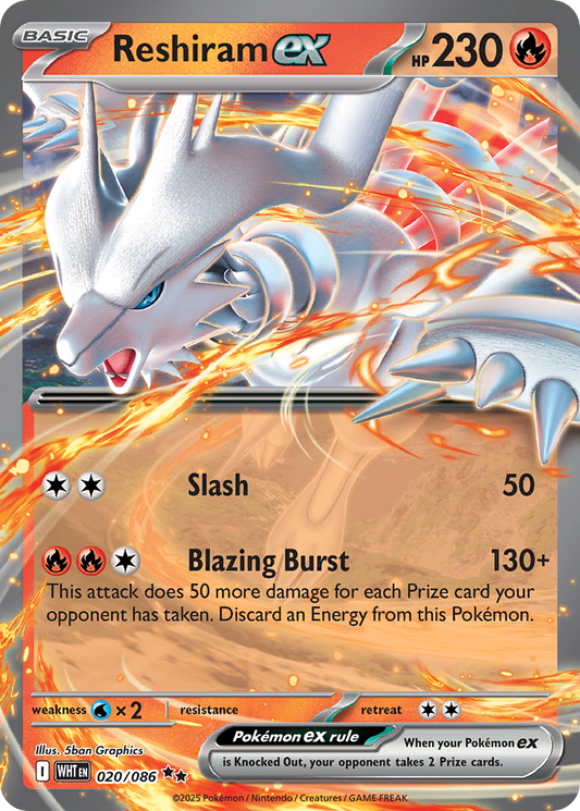 Reshiram ex - 20/86 - Scarlet & Violet White Flare (WHT)