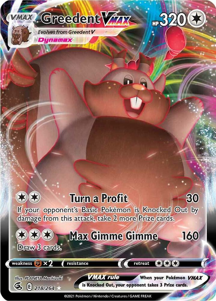 Greedent VMAX - 218/264 - SWSH08: Fusion Strike (SWSH08) - Holofoil - Pokemon TCG Card
