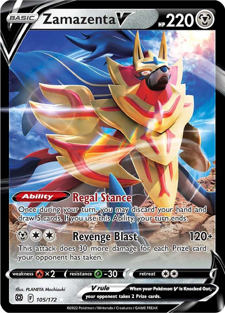 Zamazenta V - 105/172 - SWSH09: Brilliant Stars (SWSH09) - Holofoil - Pokemon TCG Card