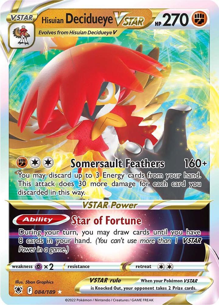 Hisuian Decidueye VSTAR - 084/189 - SWSH10: Astral Radiance (SWSH10) - Holofoil - Pokemon TCG Card