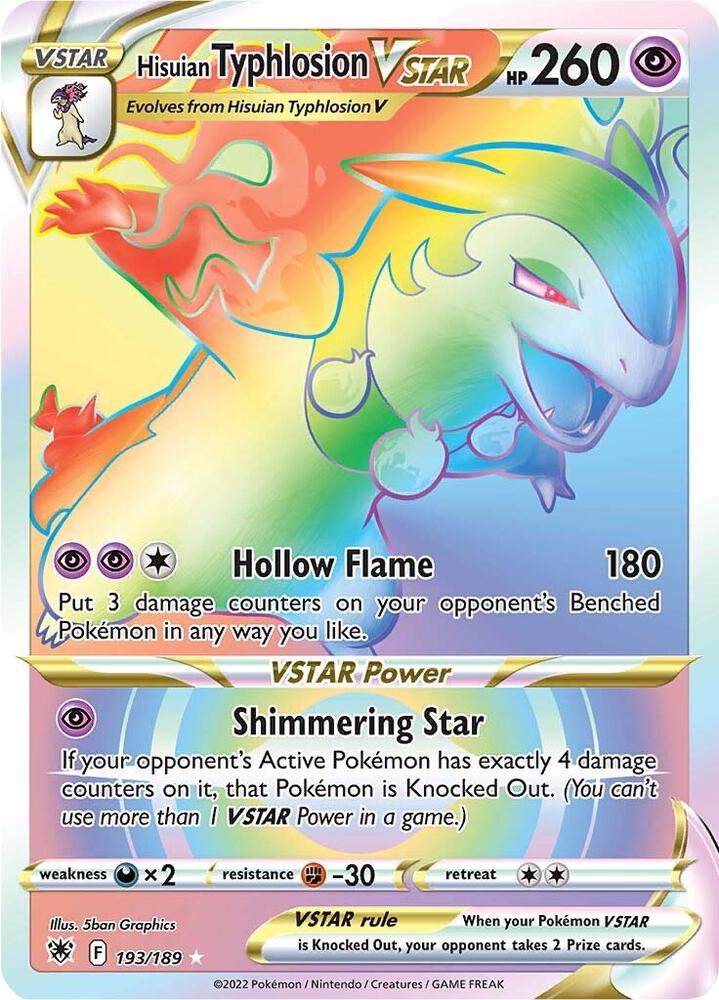 Hisuian Typhlosion VSTAR (Secret) - 193/189 - SWSH10: Astral Radiance (SWSH10) - Holofoil - Pokemon TCG Card