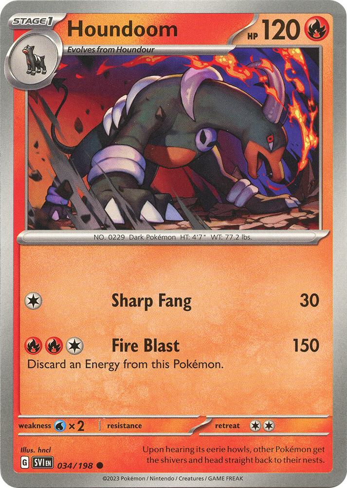 Houndoom - 034/198 - SV01: Scarlet & Violet Base Set (SVI) - Common - Reverse Holofoil - Pokemon TCG Card