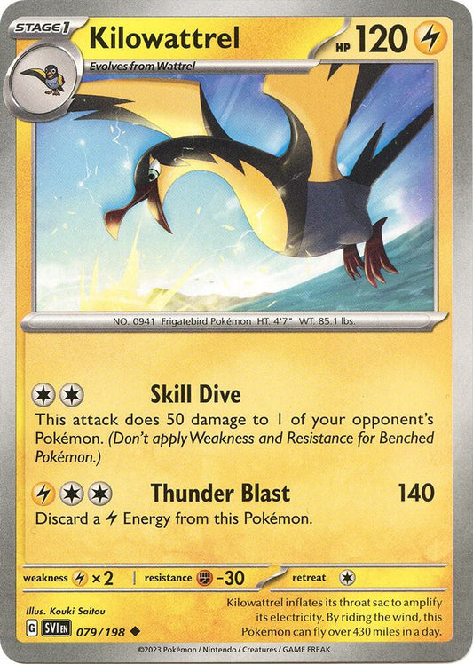 Kilowattrel - 079/198 - SV01: Scarlet & Violet Base Set (SVI) - Reverse Holofoil - Pokemon TCG Card