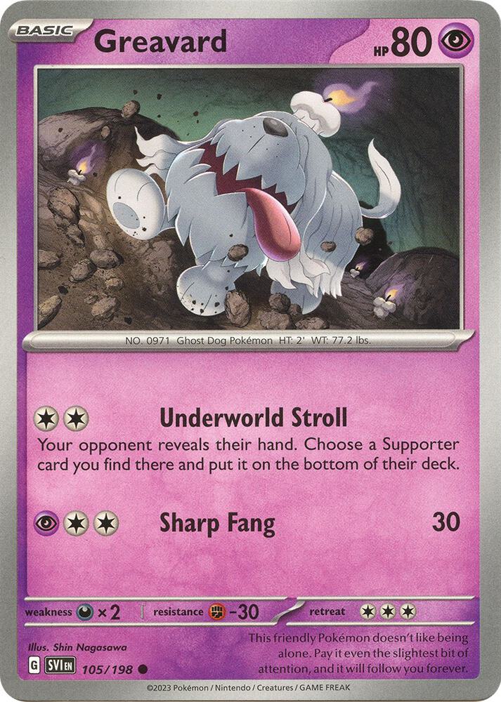 Greavard - 105/198 - SV01: Scarlet & Violet Base Set (SVI) - Common - Normal - Pokemon TCG Card