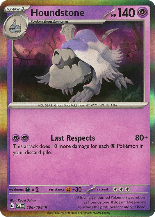 Houndstone - 106/198 - SV01: Scarlet & Violet Base Set (SVI) - Holofoil - Pokemon TCG Card