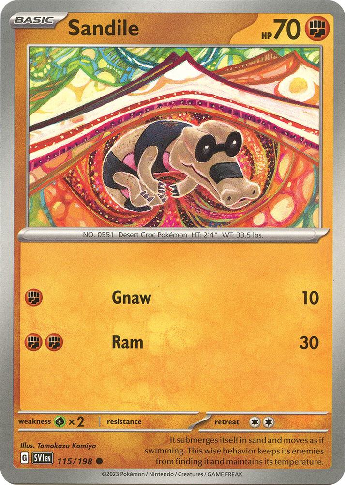 Sandile - 115/198 - SV01: Scarlet & Violet Base Set (SVI) - Common - Normal - Pokemon TCG Card