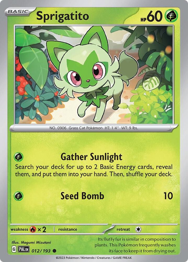 Sprigatito - 012/193 - SV02: Paldea Evolved (PAL) - Common - Reverse Holofoil - Pokemon TCG Card