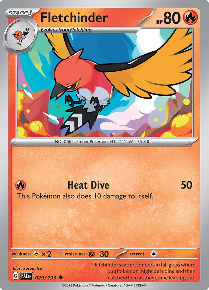 Fletchinder - 029/193 - SV02: Paldea Evolved (PAL) - Uncommon - Normal - Pokemon TCG Card