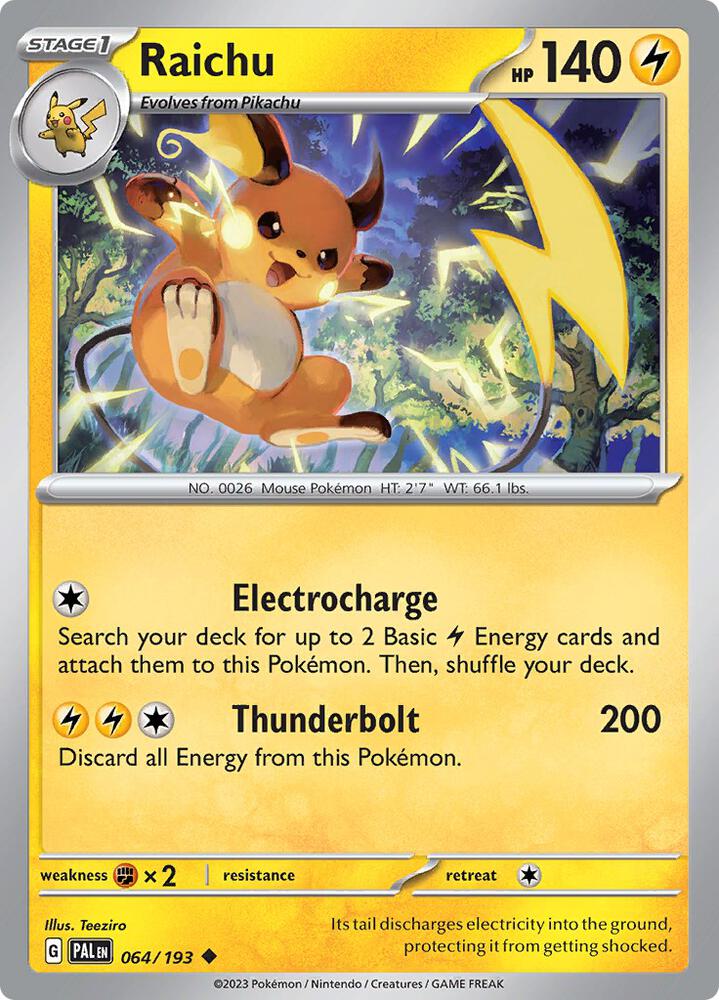 Raichu - 064/193 - SV02: Paldea Evolved (PAL) - Uncommon - Normal - Pokemon TCG Card