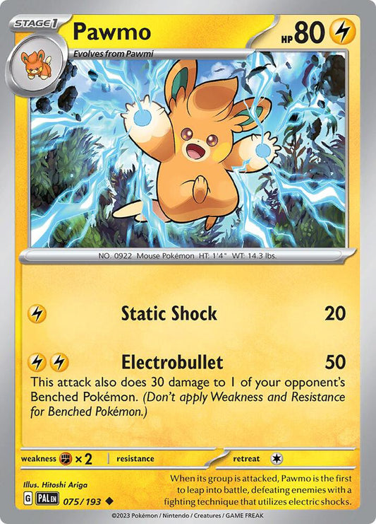 Pawmo - 075/193 - SV02: Paldea Evolved (PAL) - Reverse Holofoil - Pokemon TCG Card