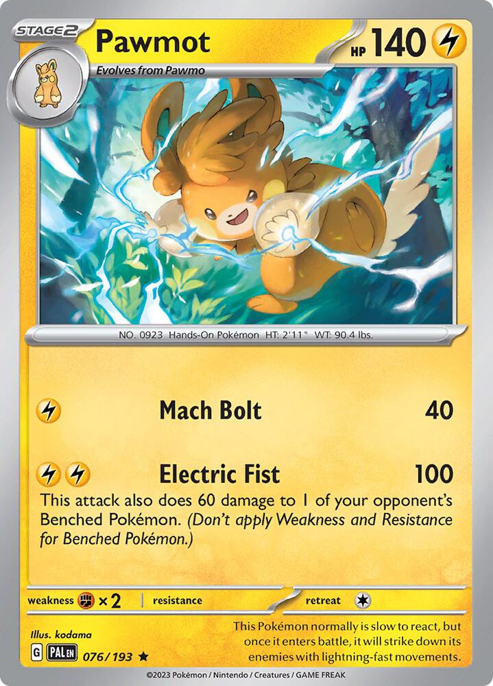 Pawmot - 076/193 - SV02: Paldea Evolved (PAL) - Holofoil - Pokemon TCG Card