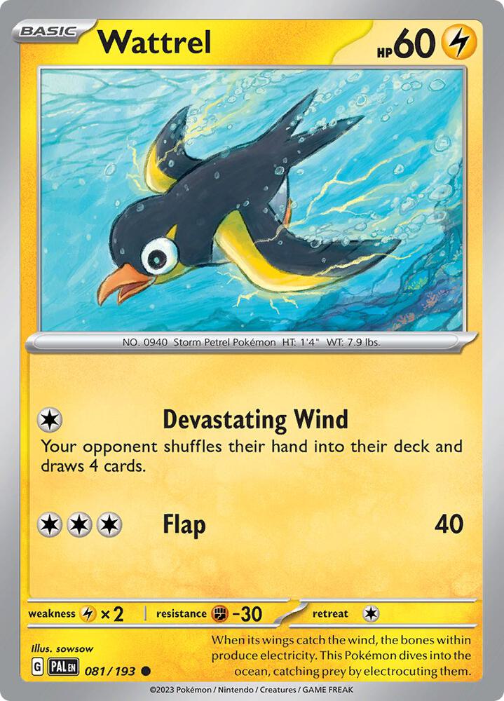 Wattrel - 081/193 - SV02: Paldea Evolved (PAL) - Common - Reverse Holofoil - Pokemon TCG Card