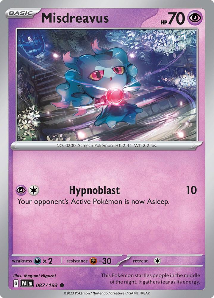 Misdreavus - 087/193 - SV02: Paldea Evolved (PAL) - Normal - Pokemon TCG Card