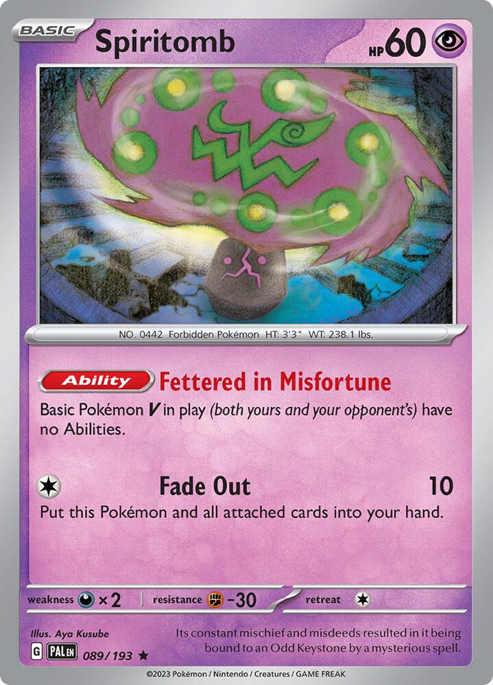 Spiritomb - 089/193 - SV02: Paldea Evolved (PAL) - Reverse Holofoil - Pokemon TCG Card