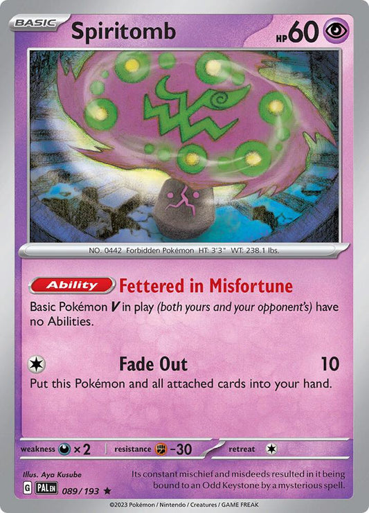 Spiritomb - 089/193 - SV02: Paldea Evolved (PAL) - Reverse Holofoil - Pokemon TCG Card