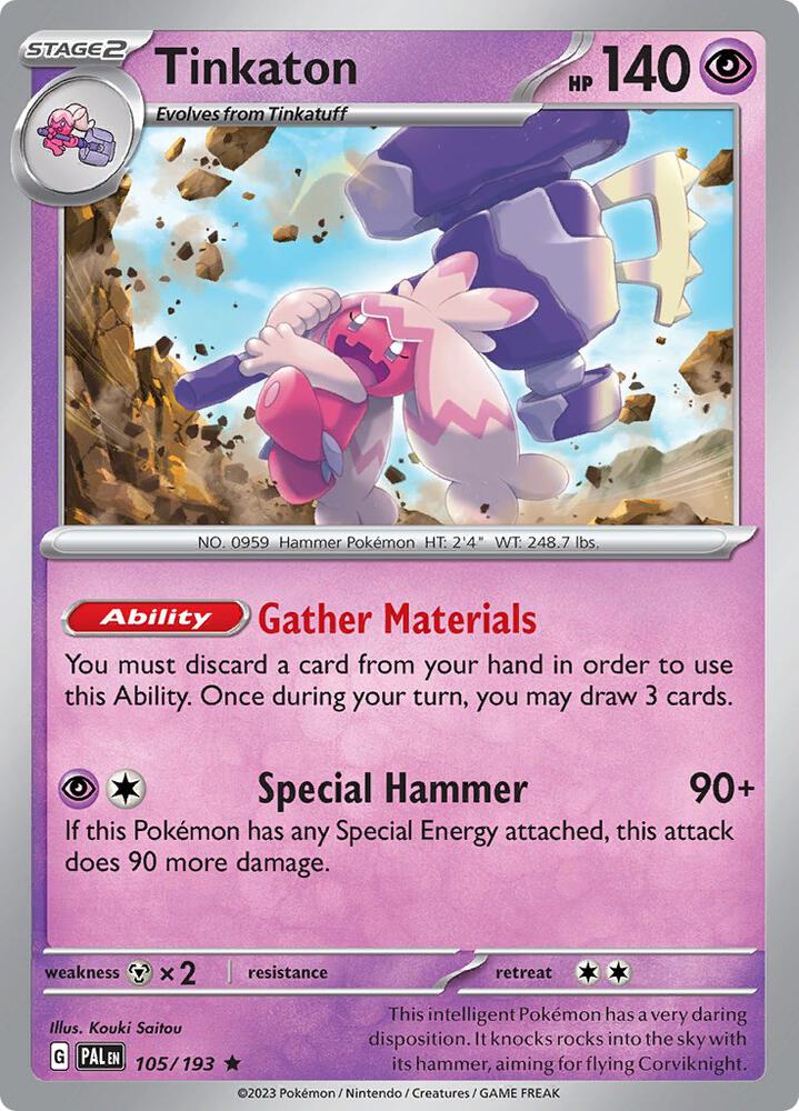 Tinkaton - 105/193 - SV02: Paldea Evolved (PAL) - Reverse Holofoil - Pokemon TCG Card