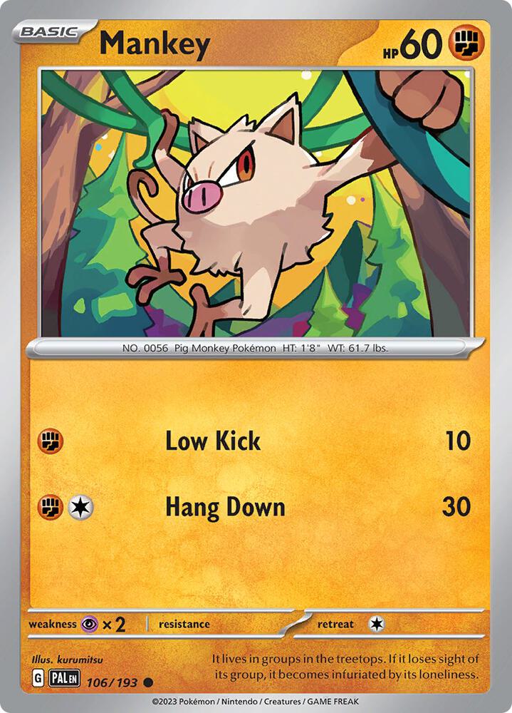 Mankey - 106/193 - SV02: Paldea Evolved (PAL) - Normal - Pokemon TCG Card