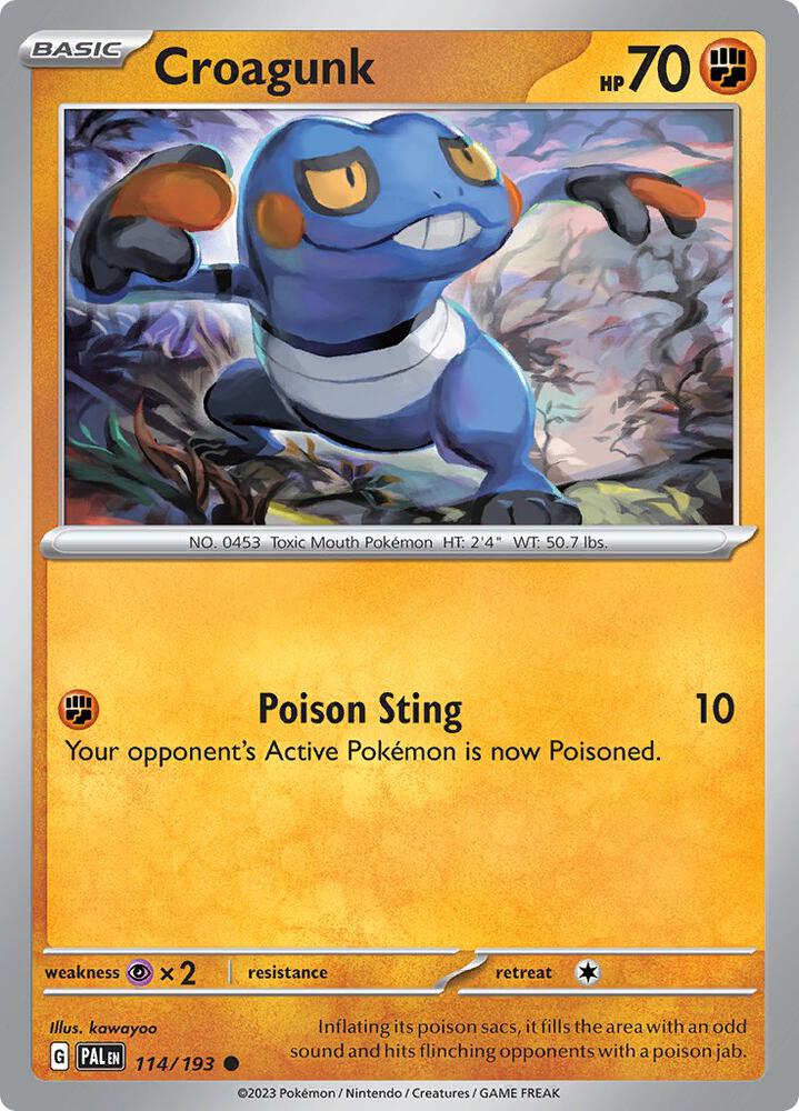 Croagunk - 114/193 - SV02: Paldea Evolved (PAL) - Reverse Holofoil - Pokemon TCG Card