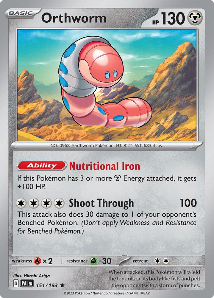 Orthworm - 151/193 - SV02: Paldea Evolved (PAL) - Reverse Holofoil - Pokemon TCG Card