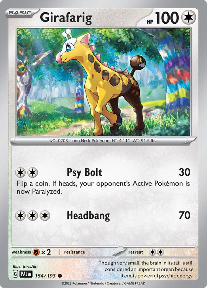Girafarig - 154/193 - SV02: Paldea Evolved (PAL) - Reverse Holofoil - Pokemon TCG Card