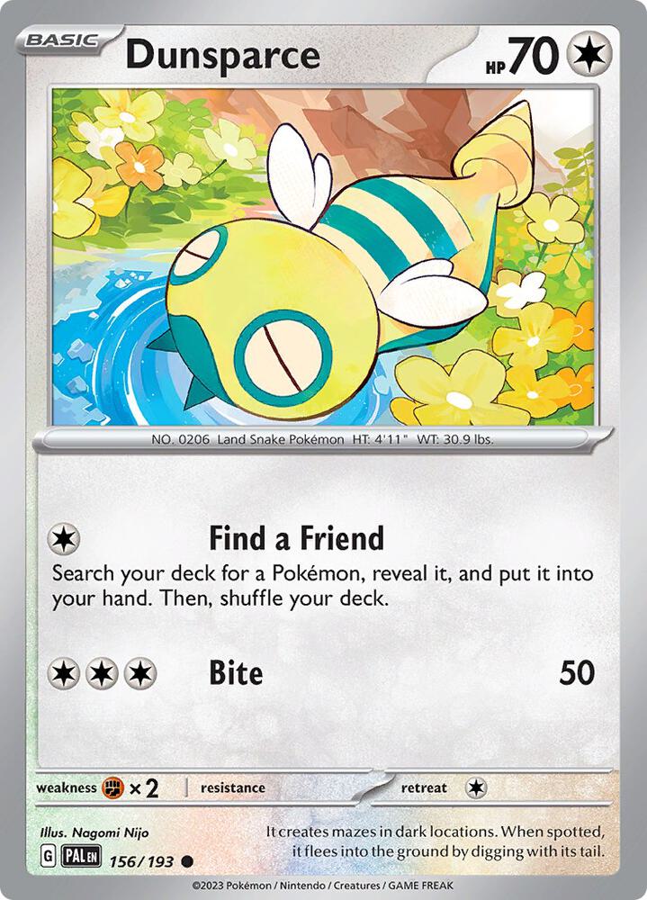Dunsparce - 156/193 - SV02: Paldea Evolved (PAL) - Reverse Holofoil - Pokemon TCG Card