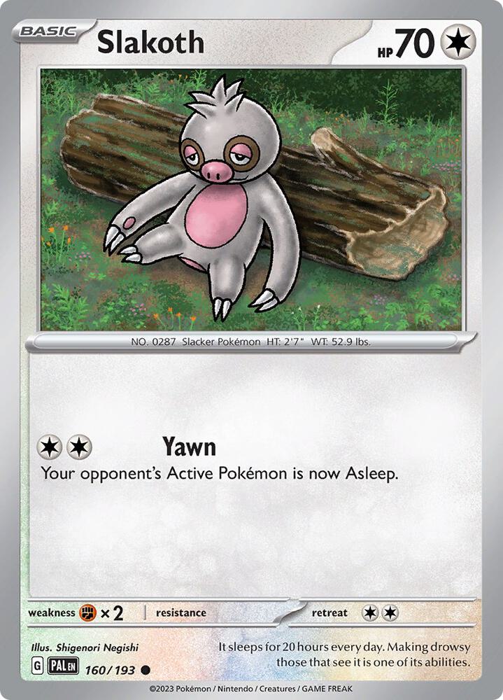 Slakoth - 160/193 - SV02: Paldea Evolved (PAL) - Normal - Pokemon TCG Card