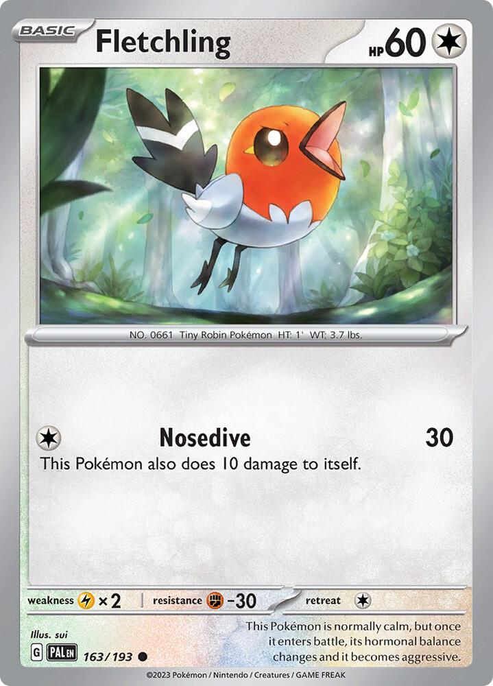 Fletchling - 163/193 - SV02: Paldea Evolved (PAL) - Reverse Holofoil - Pokemon TCG Card