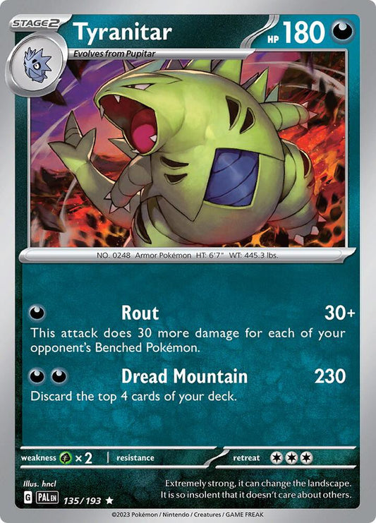 Tyranitar - 135/193 - SV02: Paldea Evolved (PAL) - Rare - Holofoil - Pokemon TCG Card