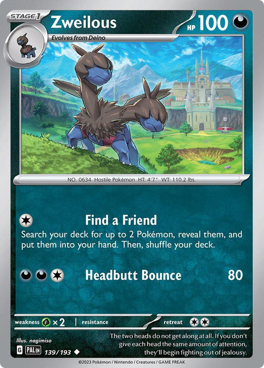 Zweilous - 139/193 - SV02: Paldea Evolved (PAL) - Normal - Pokemon TCG Card