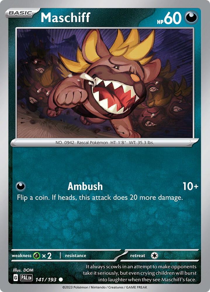 Maschiff - 141/193 - SV02: Paldea Evolved (PAL) - Common - Normal - Pokemon TCG Card