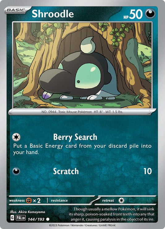 Shroodle - 144/193 - SV02: Paldea Evolved (PAL) - Common - Reverse Holofoil - Pokemon TCG Card