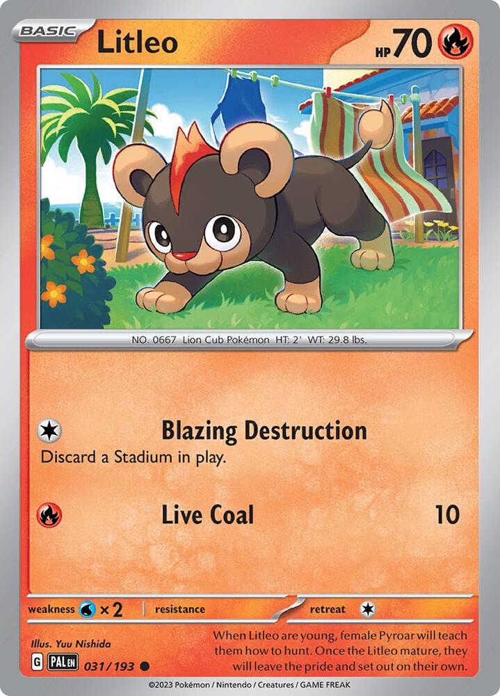 Litleo - 031/193 - SV02: Paldea Evolved (PAL) - Normal - Pokemon TCG Card
